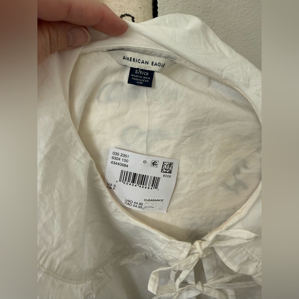 NWT American Eagle White Lace-Up Blouse sz S - Picture 6 of 6